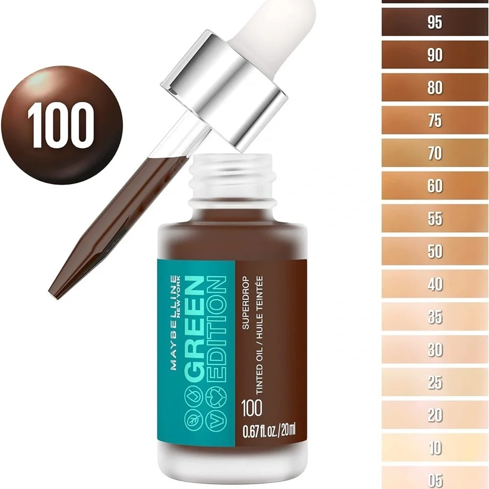 Maybelline‎ Green Edition Superdrop Tinted Oil, adjustable, natural coverage,